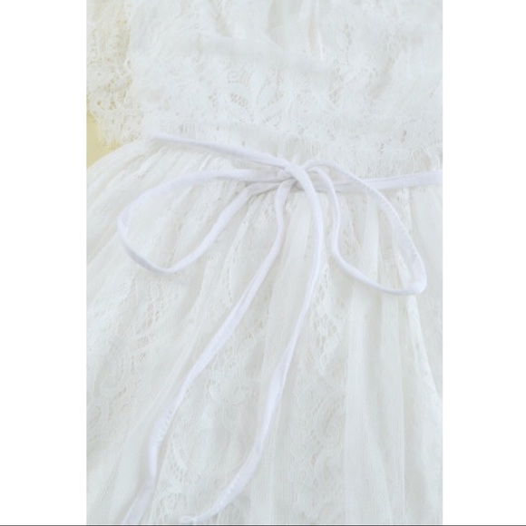 White Off The Shoulder Lace Maxi Dress - Picture 6 of 7